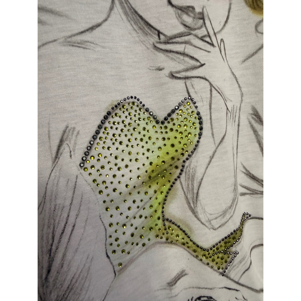 Disney Boutique Tinker Bell Sketch Rhinestone Graphic Tee Size L - Picture 2 of 7